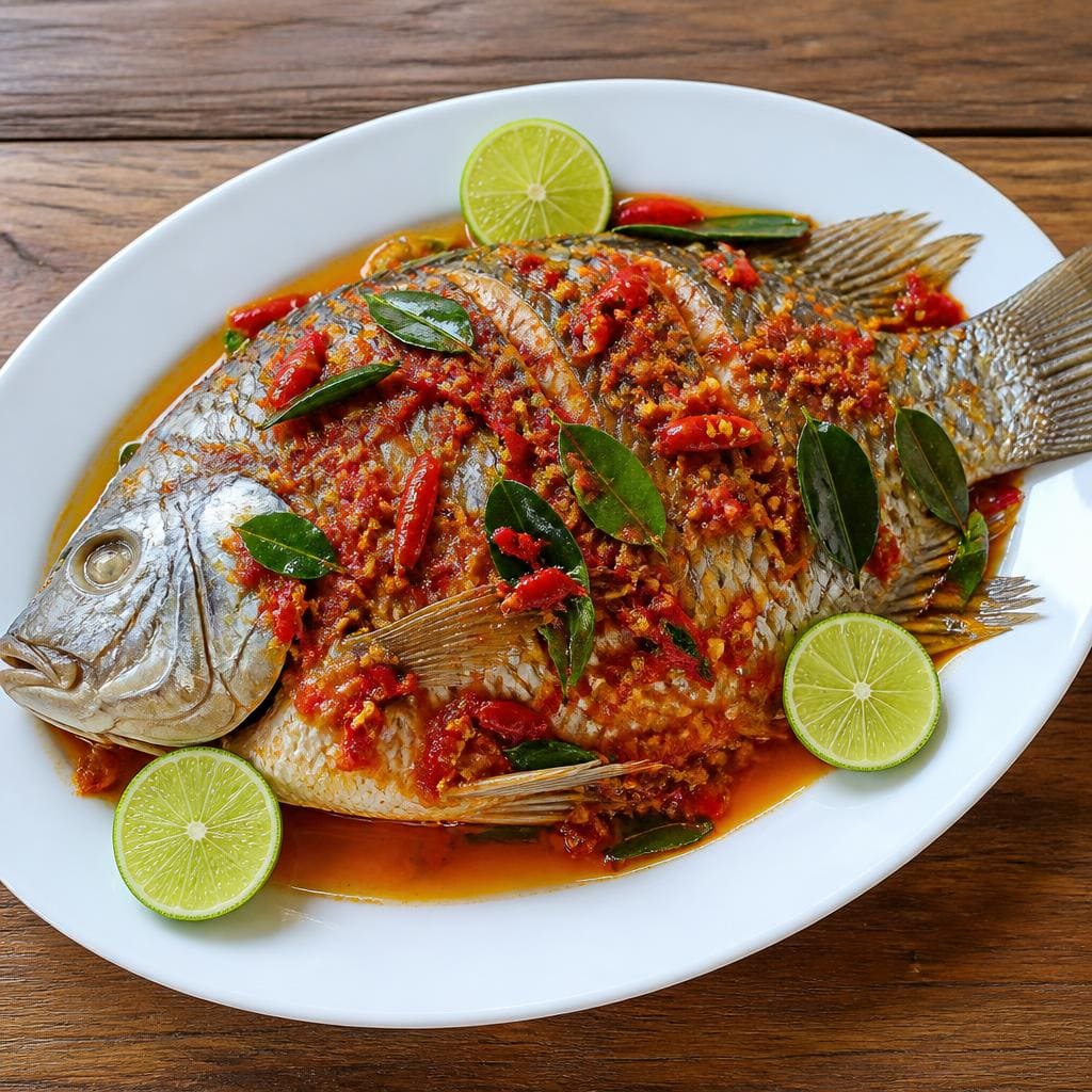 Ikan Nila Rica Rica Warkop 88 dengan bumbu pedas gurih